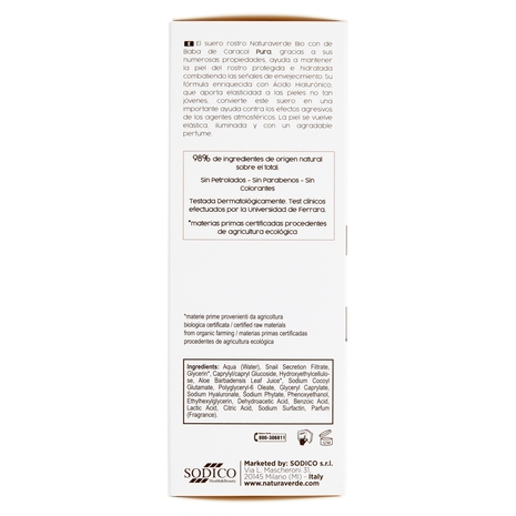 Naturaverde Natural Beauty Bio Bava di Lumaca Siero Viso Rigenerante - Intensivo 60 ml